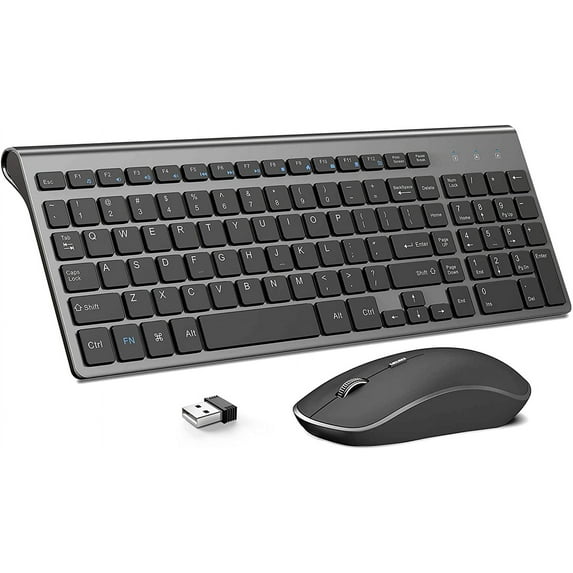 unbranded Wireless Keyboard and Mouse,2.4G Ergonomic and Slim Wireless Computer Keyboard Mouse Designed for Windows, PC, Laptop,Tablet - Black Grey