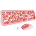 thumbnail image 1 of Wireless Keyboard and Mouse Combo - 2.4G Full-Sized Cute Colorful Retro Keyboard, 1 of 7