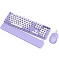 Puple Combination Wagpak, Wireless Keyboard and Mouse Combo, Purple, Retro Round Keys ...