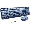 thumbnail image 1 of Wireless Keyboard and Mouse Combo, Retro Typewriter Keyboard with Round Keycaps, Full-Size Ergonomic, Blue, 1 of 5