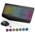 thumbnail image 1 of Wireless Keyboard and Mouse Combo with 9 Backlit, Wrist Rest & Phone Holder, Black, New, 1 of 9