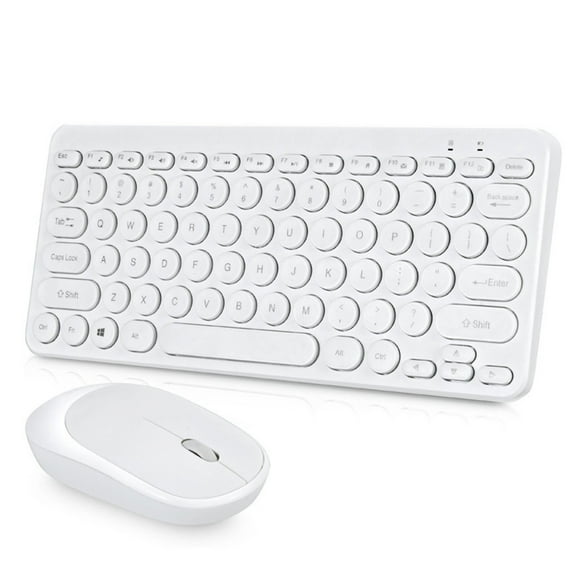 Wireless Keyboard and Mouse Set, Silent Portable Chocolate Design, 2.4G USB Receiver, Multimedia Shortcut Keys, Compatible with Multiple Systems