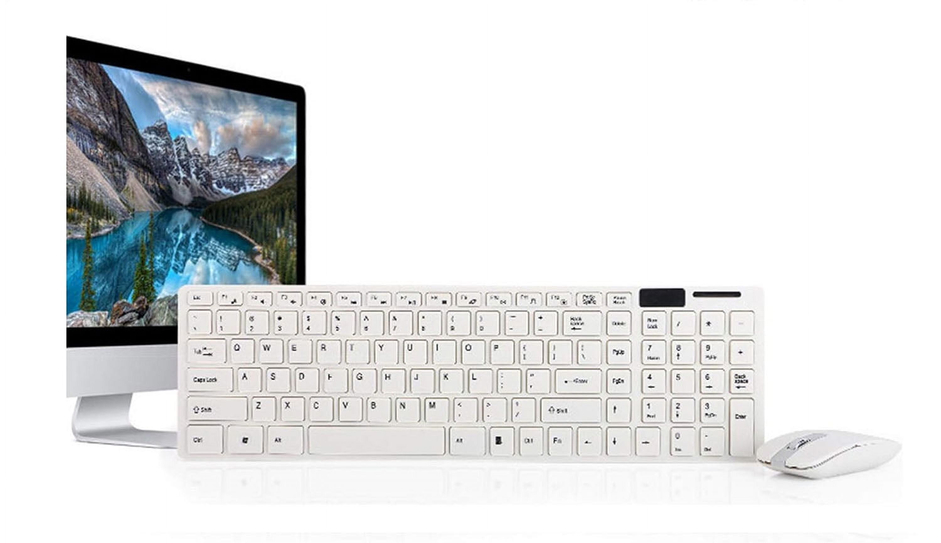 Wireless Keyboard and Mouse, Slim Silent Quiet Portable Computer Keyboards, Desk Accessories for PC and Laptop, Cool Stuff Birthday Gifts, White
