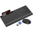 thumbnail image 1 of Wireless Keyboard and Mouse Combo with Full-Size Quiet, Palm Rest, Phone Holder, Multimedia Keys, Batteries Included, Compatible with Windows, PC, Laptop - Black, 1 of 9