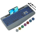 thumbnail image 1 of Wireless Keyboard with 7 Colored Backlits, Wrist Rest-Gray-Wagpak, 1 of 8