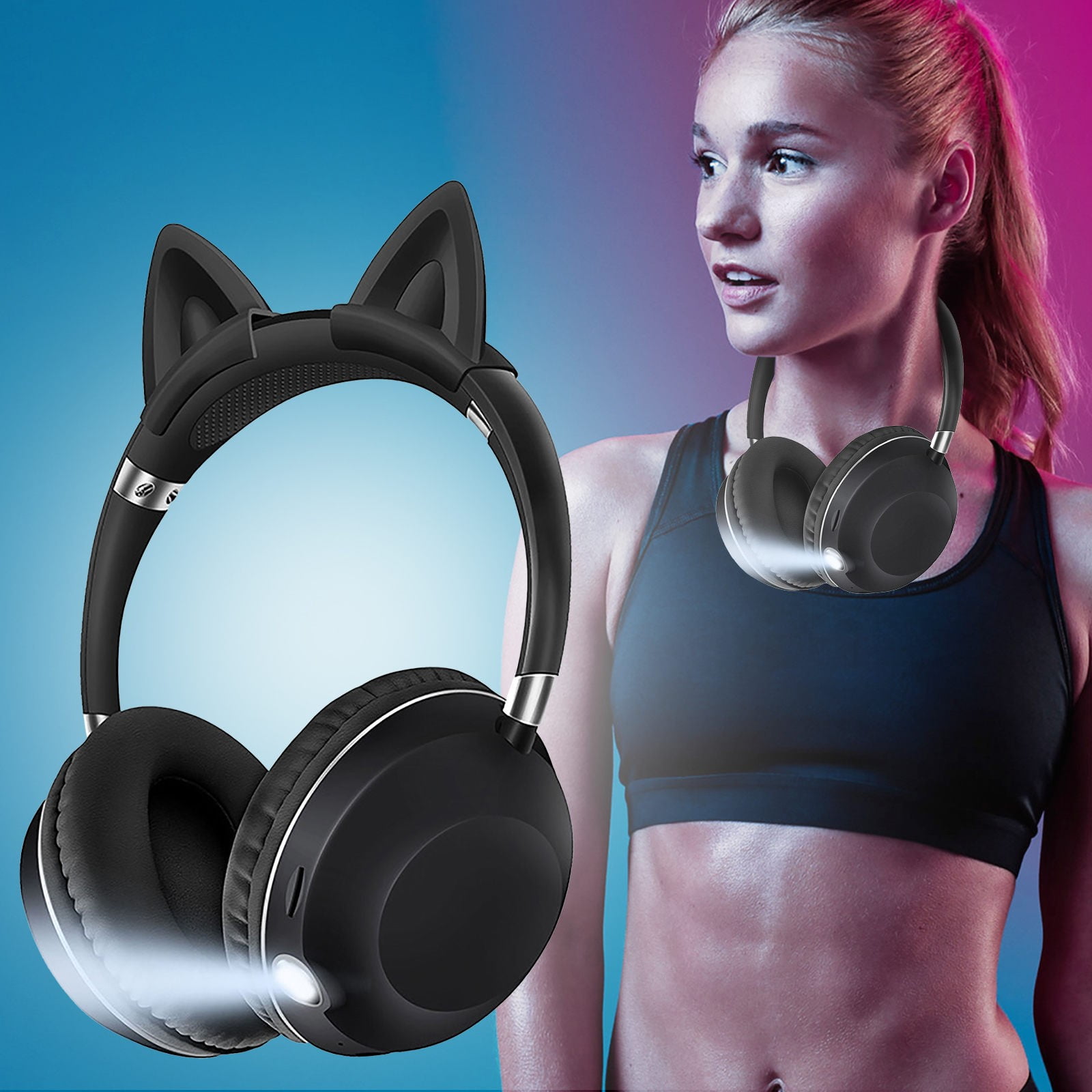 Wireless Kids Headphones Cat Ear Headphones With Noise Cancelling