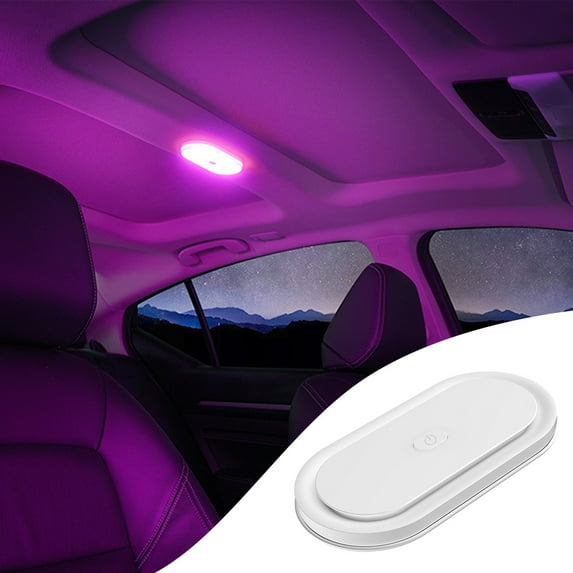 Wireless LED Car Interior Decorative Light | Multi-Color Adjustable Ambient Lamp | Sensitive Touch Control | USB Rechargeable | Easy Install | Universal Fit | 1 Piece | Plastic | 5.3x2.6x0.6 in