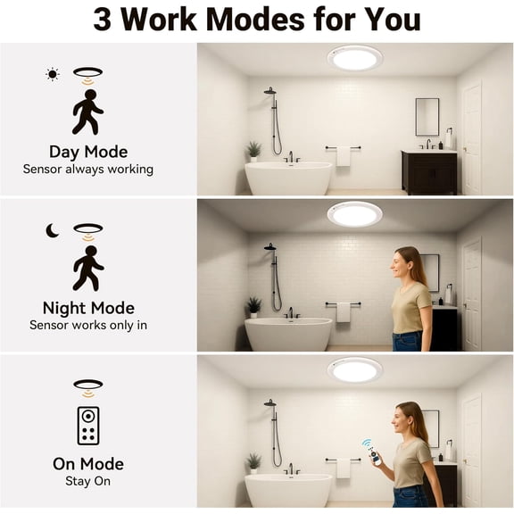 Wireless LED Ceiling Light, Rechargeable Ceiling Light whit Motion Sensor Support 3 Color Temp for Storage Room, Garage, Bathroom, Stairs, Doorway