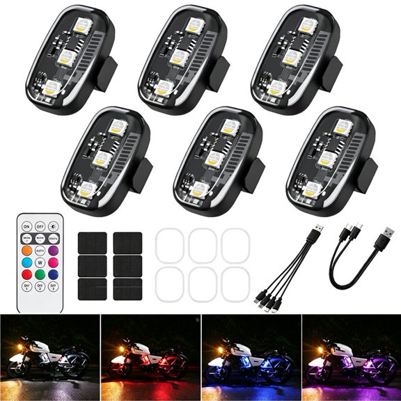 Wireless LED Lights for Car, Type-C Rechargeable LED Strobe Lights with Remote Control, Waterproof Anti-Collision Car Flashing Warning Light for Cars, RC Cars, Bikes, Motorcycles