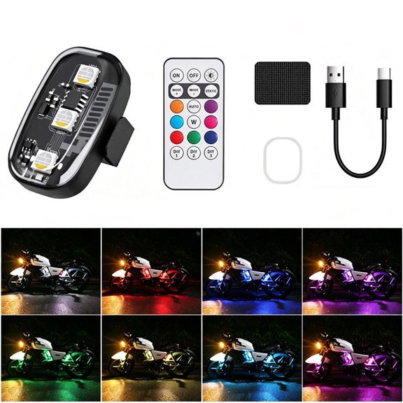 Wireless LED Lights for Car, Type-C Rechargeable LED Strobe Lights with Remote Control, Waterproof Anti-Collision Car Flashing Warning Light for Cars, RC Cars, Bikes, Motorcycles