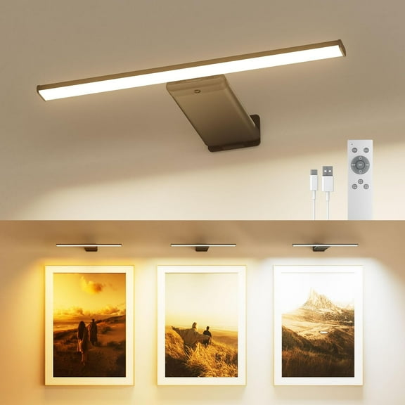 Wireless LED Picture Light for Wall Art with Remote, 3 Color Temps, Dimmable, 12000mAh Battery Operated Sconce for Gallery Library Museum Frame Painting Artwork Photo Display