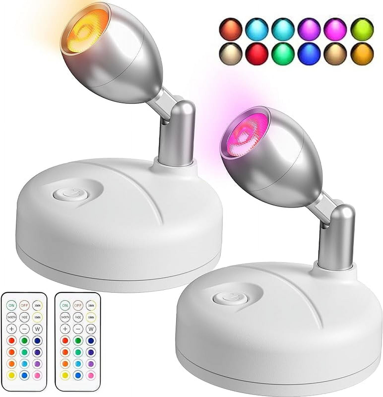 Wireless LED Spotlight with Remote Control, Battery Spotlights Indoor, RGB Art Lights Color