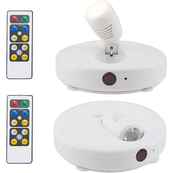 Wireless LED Spotlights 2 Pack Accent Light Puck Lights with 2 Remote, Indoor Closet Lights with Rotatable Head,Stick on Artwork Lighting, Picture Light for Paintings