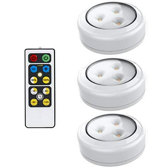 Wireless LED Under Cabinet Lights 3 Pack White   Remote Control & Battery Powered