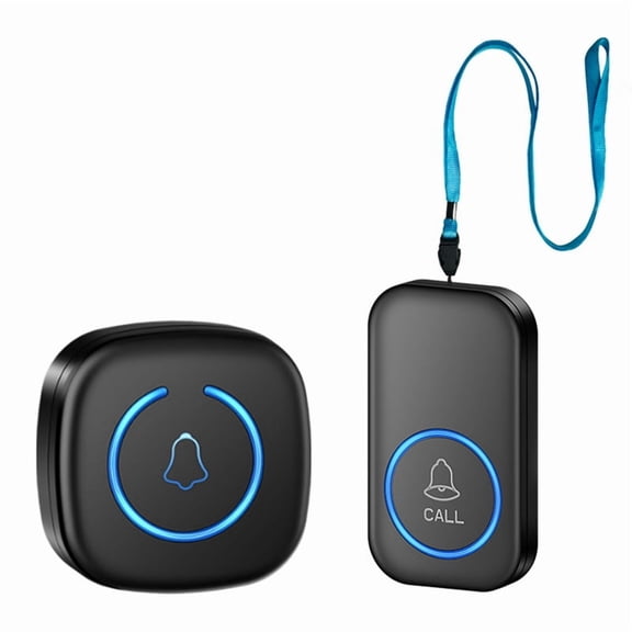 Wireless Lanyard Button Call Pager Emergency SOS Pager Emergency Call Button for Kids Elderly Call System Black US Plug