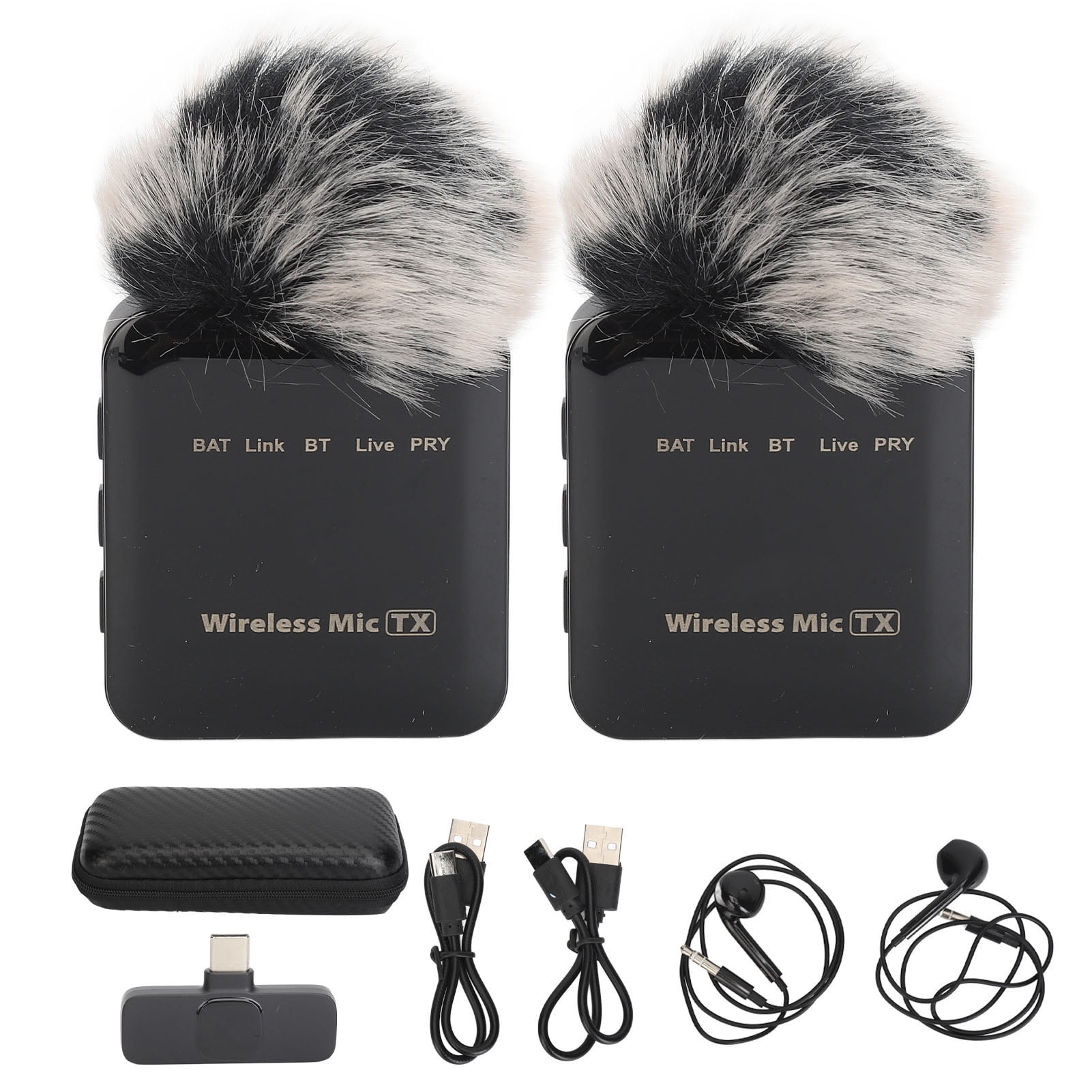 Wireless Lapel Microphone, 300mAh HD LED Display Wireless Lavalier Microphone Noise Reduction  For Recording