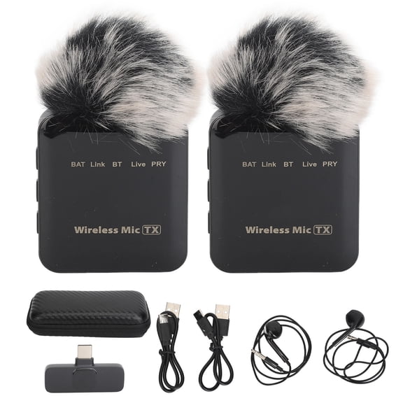 Wireless Lapel Microphone, 300mAh HD LED Display Wireless Lavalier Microphone Noise Reduction  For Recording
