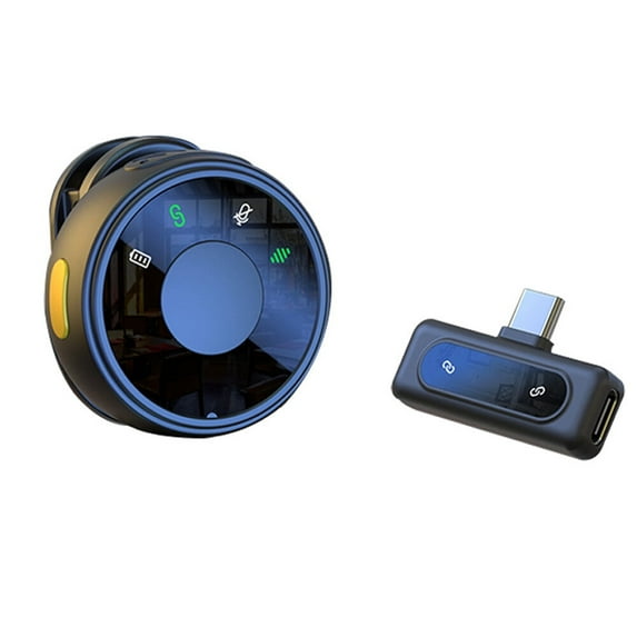 Wireless Lapel Microphone Dual Microphone Clip-on Mics Plug and Play Noise Reduction No Delay Type-C Receiver with Connector Button Disc-shaped Microphone for Mobile Phone Live Broadcast Outdoor