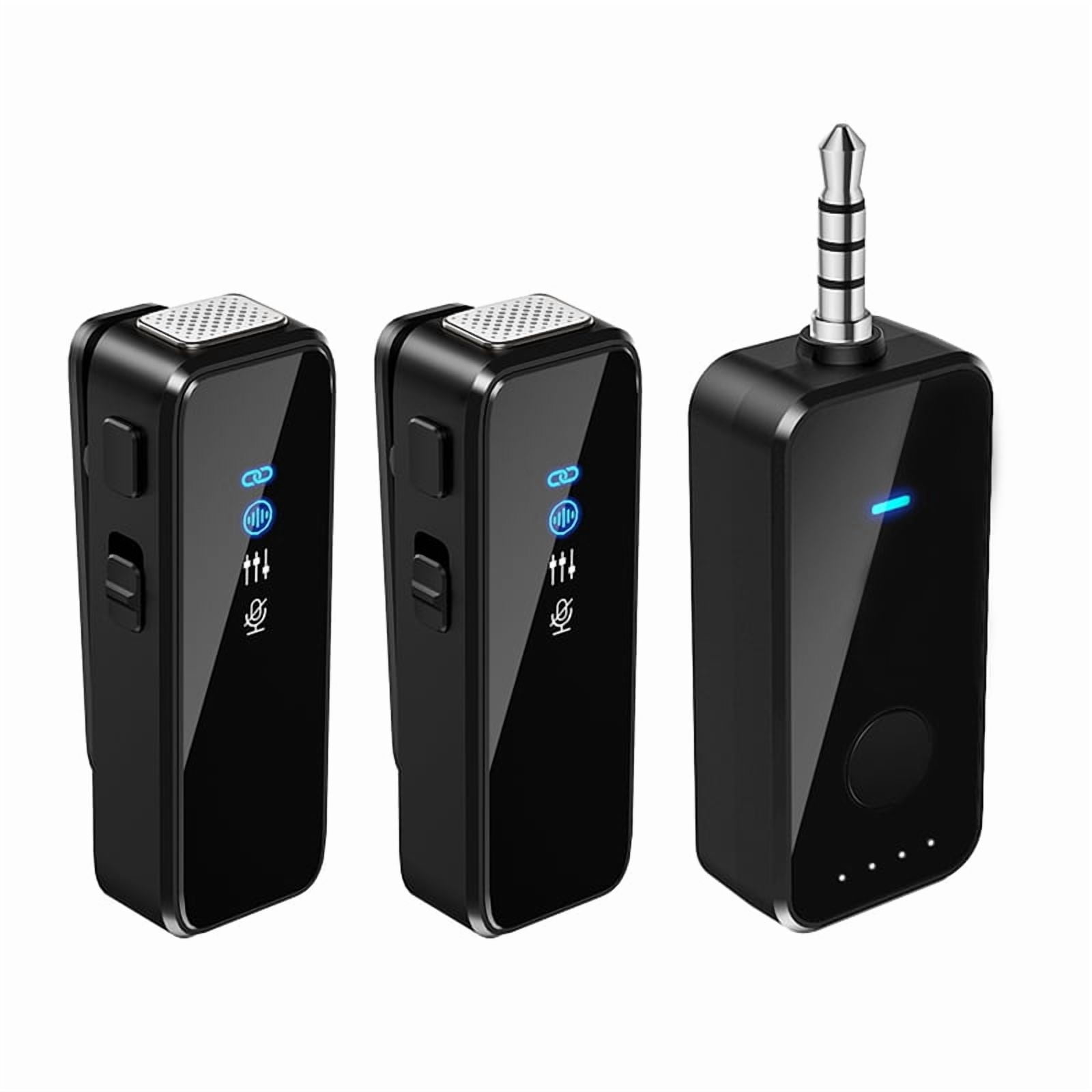 Wireless Lapel Microphone M35 One Drag Two Mobile Phone Broadcast Noise Reduction Microphone with Charging Case,2 x Microphones 2 x Windproof Hood 1 x 3.5mm adapter 1 x Data cable,Black