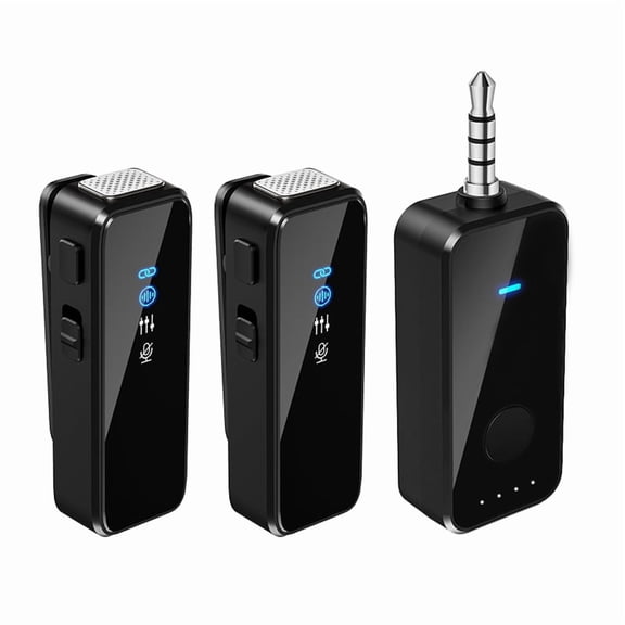 Wireless Lapel Microphone M35 One Drag Two Mobile Phone Broadcast Noise Reduction Microphone with Charging Case,2 x Microphones 2 x Windproof Hood 1 x 3.5mm adapter 1 x Data cable,Black