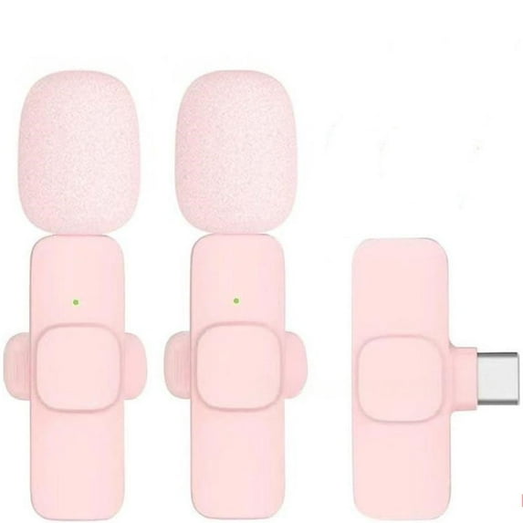 Wireless Lavalier Pink Microphone for Outdoor Mobile Live Streaming