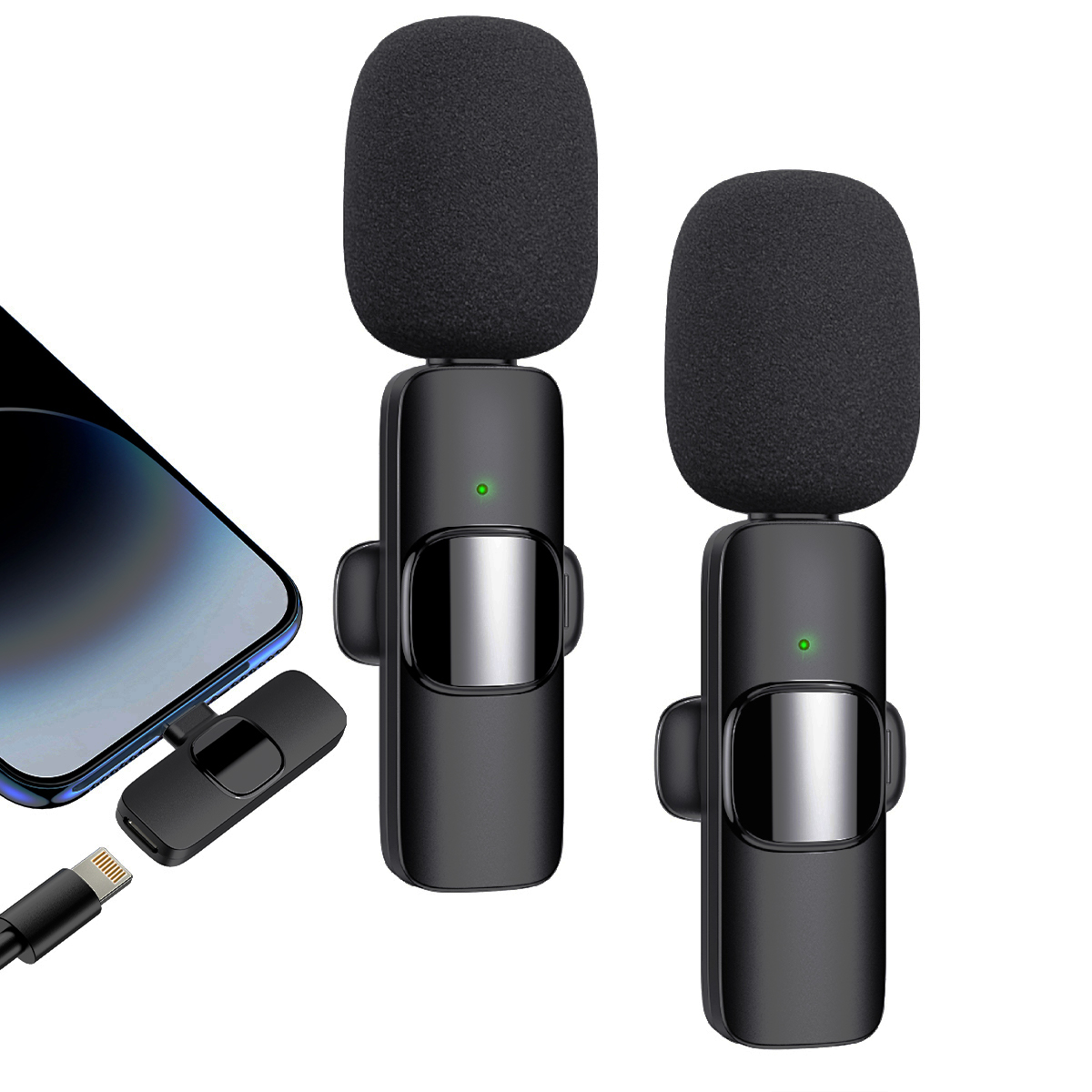 Micrófono de solapa inalámbrico para iPhone iPad, 2 en 1 profesional, reducción de ruido, plug and play, mini con clip para grabación de video, transmisiones en vivo, vlogs y YouTube