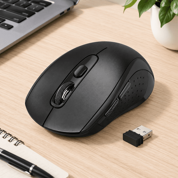 Wireless Laptop Mouse, 2.4GHz, 5-Level Adjustable DPI, Portable Computer Mice with USB Receiver