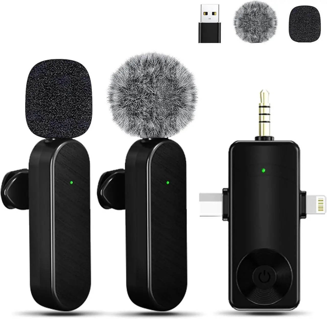 Wireless Lavailer Microphone for iPhone, Android, Camera, Professional Wireless Mini Microphone, 4 in 1 Condenser Lapel Mic for Interview Video Podcast Vlog YouTube ASMR TikTok