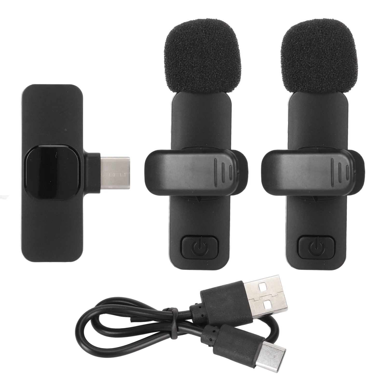 Wireless Lavalier Lapel Microphone 1 for 2 Noise Canceling Type C Interface Mini Wireless Clip