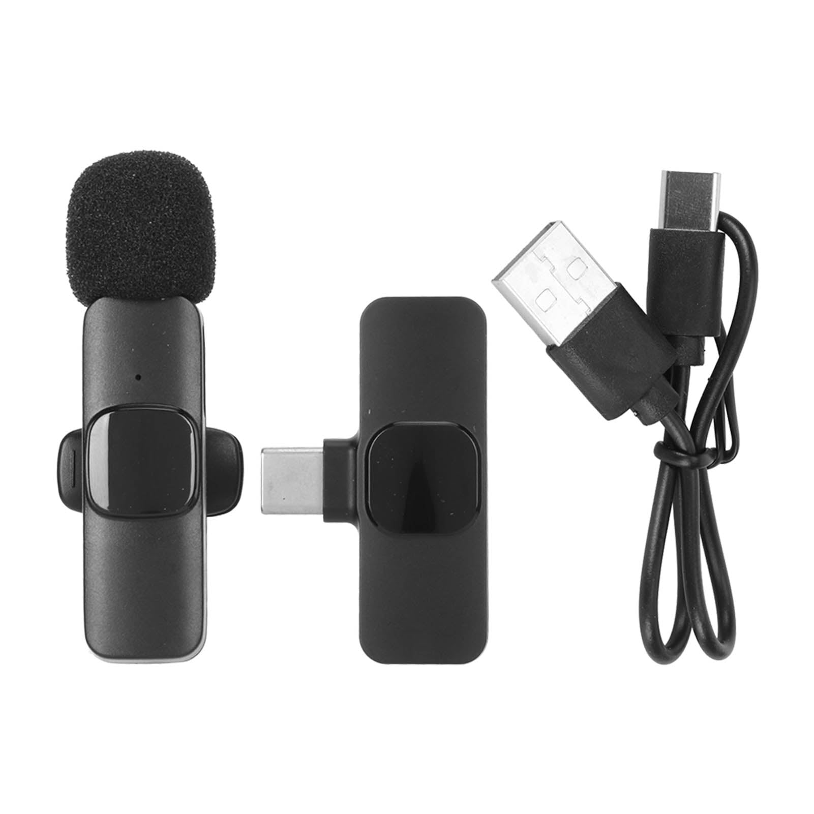 Wireless Lavalier Lapel Microphone Noise Canceling USB Type C Auto Sync
