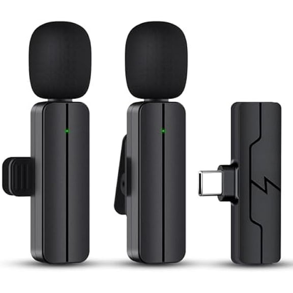 Wireless Lavalier Lapel Microphone for iPhone 15/Android/Computer - Bluetooth Mini Phone Mic for Video Recording, Clip-on USB C Microphones for YouTube Tiktok Podcast Vlog & Livestream
