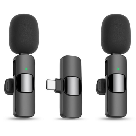 Wireless Lavalier Lapel Microphone for iPhone 15 Series/Android/Computer - Bluetooth Mini Phone Microphones for Video Recording - 2 Clip on Mics with USB C Interface for Tiktok YouTube Vlog