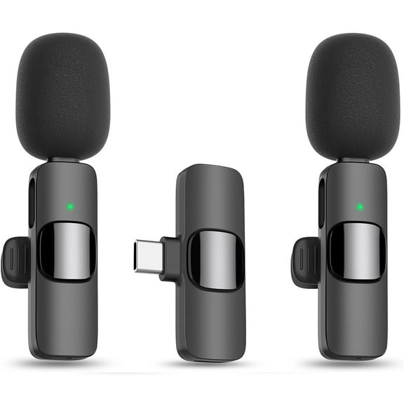 Wireless Lavalier Lapel Microphone for iPhone 15 Series/Android/Computer - Mini Phone Microphones for Video Recording - 2pcs Clip on Mics with USB C Interface for Tiktok YouTube Vlog