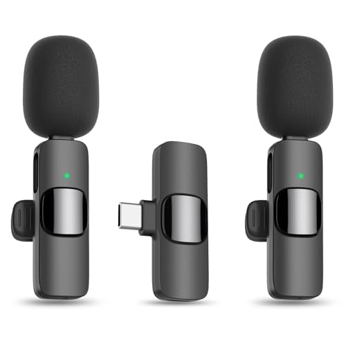 Wireless Lavalier Lapel Microphone for iPhone 15 Series/Android/Laptop - Bluetooth Mini Phone Microphones for Video Recording - 2 Clip on Mics with USB C Interface for Tiktok YouTube Vlog