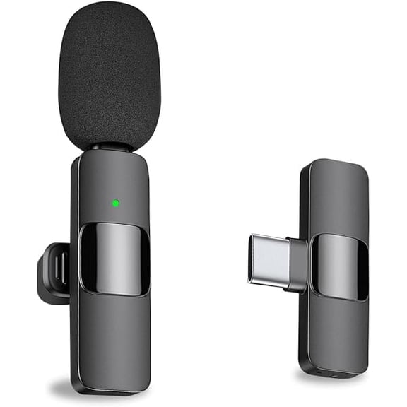 Wireless Lavalier Lapel Microphone for iPhone Android Phone Laptop - Bluetooth Mini Mic with USB C Interface for YouTube Tiktok Video Recording Interview Podcast Vlog