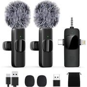 Wireless Lavalier Lapel Microphone for iPhone, iPad, mini Video Recording Mic for Interview Video Podcast Vlog YouTube & Livestream, Noise Reduction, Plug & Play 3-in-1 Port