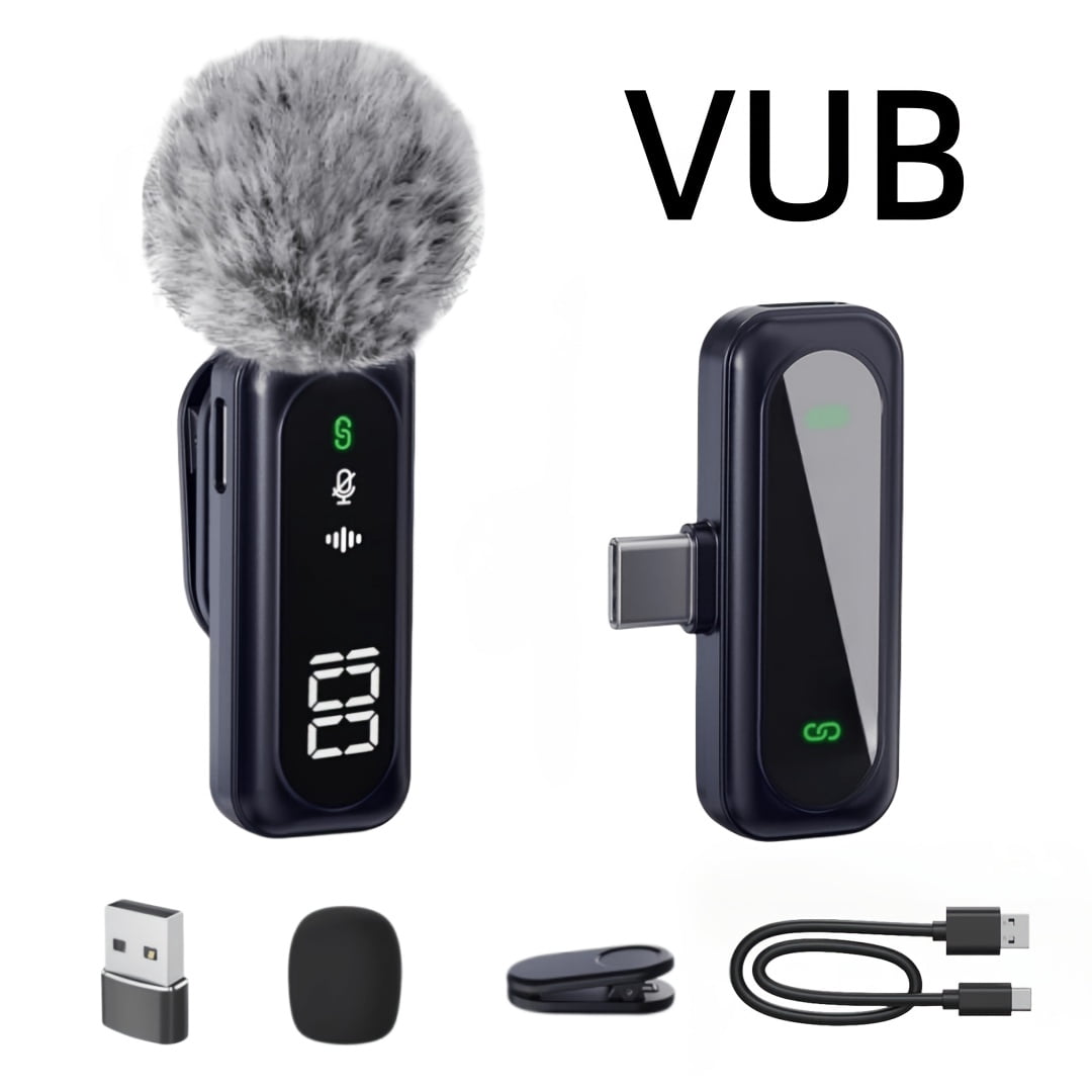 Wireless Lavalier Mic with DSP Noise Reduction, USB-C, Digital Battery Display, 100ft Range, 360° Omnidirectional, Magnetic Clip for Streaming Podcast Vlog