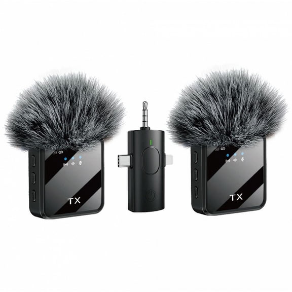 Wireless Lavalier Microphone(2 TX + 1 RX) for iPhone 17/16/15/14/13/12-8/S26 Ultra/Galaxy A series/Googple Pixel 10, iPad, Android, Camera, mini Noise Reduction Recording Mic 2.4G Ultra-Low Delay, Mi