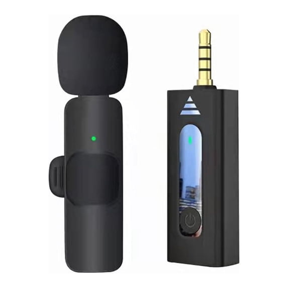 Wireless Lavalier Microphone 3.5mm Round Jack Automatic Noise Reduction Lapel Mic for Camera Recording