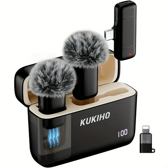 Wireless Lavalier Microphone, 36H Charging Case, Noise Cancelling, 135ft Range, Plug & Play Clip Mic for iPhone Android Smartphones YouTube Vlogging Live Streaming, July 4th Gift