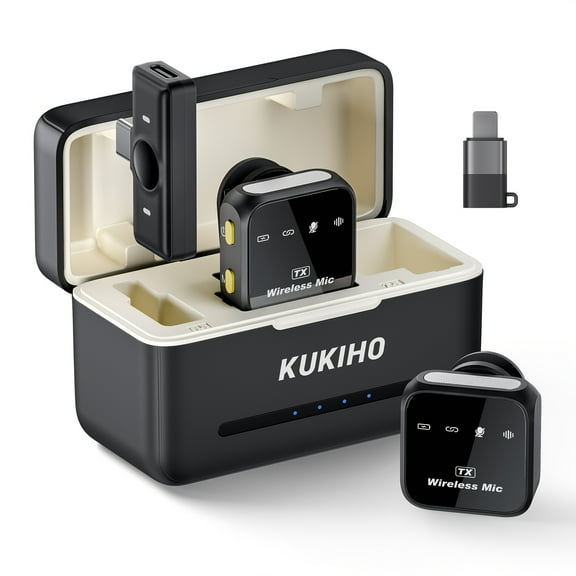 Wireless Lavalier Microphone with Charging Case, 80H Battery, Noise Cancelling, 164ft Range, Plug & Play for Youtube, Laptop, Vlog, Live Streaming, July 4th Gifts