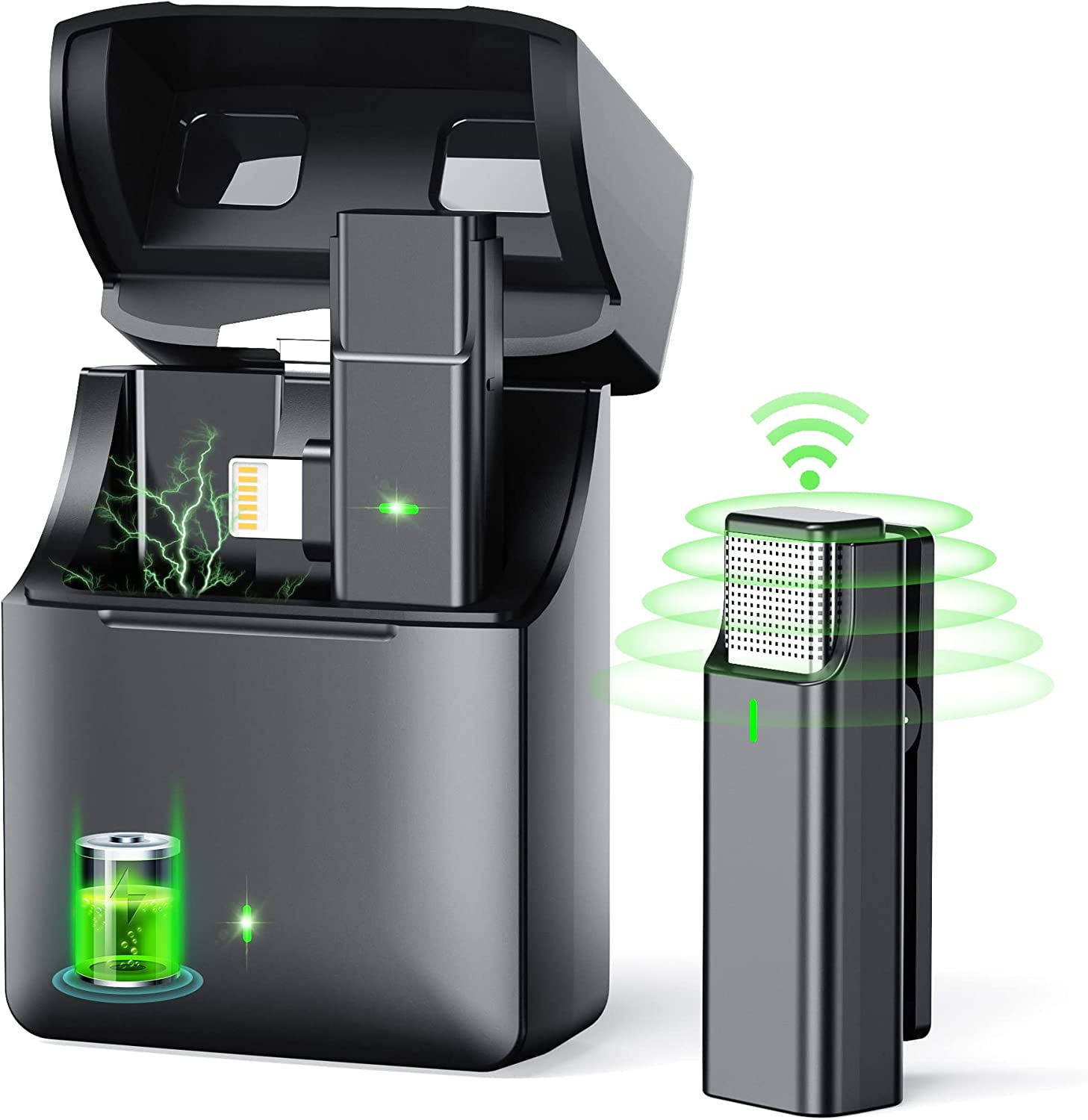 Wireless Lavalier Microphone with Charging Case,PlugPlay Wireless