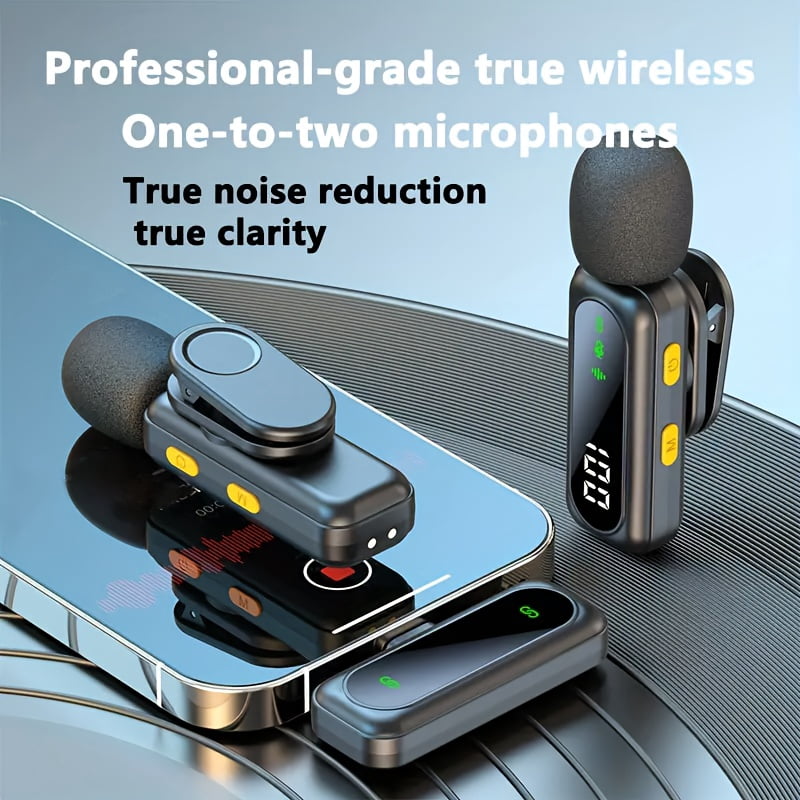 Wireless Lavalier Microphone with Digital Display, DSP Noise Reduction, Magnetic Clip - 2.4G/4G/5G for Streaming Podcast Live Sound, Compatible with Smartphones Tablets Laptops