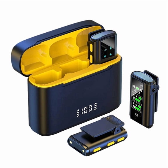 Wireless Lavalier Microphone Dual Noise Reduction Stereo Mic with Charging Case for Camera Smartphone Live Streaming