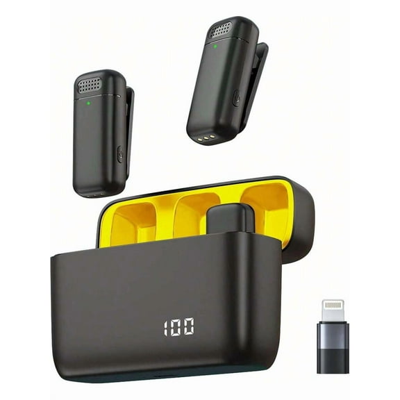 Wireless Lavalier Microphone For IPhone, Android, And Camera, Noise-Cancelling IPhone Microphone With Long Battery Life And Portable Charging Case,Lapel Microphone Wireless For Video Recording