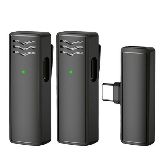 Wireless Lavalier Microphone Mini 2.4G Noise Reduction Portable Intelligent Audio Mic for Outdoor Live Broadcast Vlog,2 * Microphones 1 * Adapter,Black