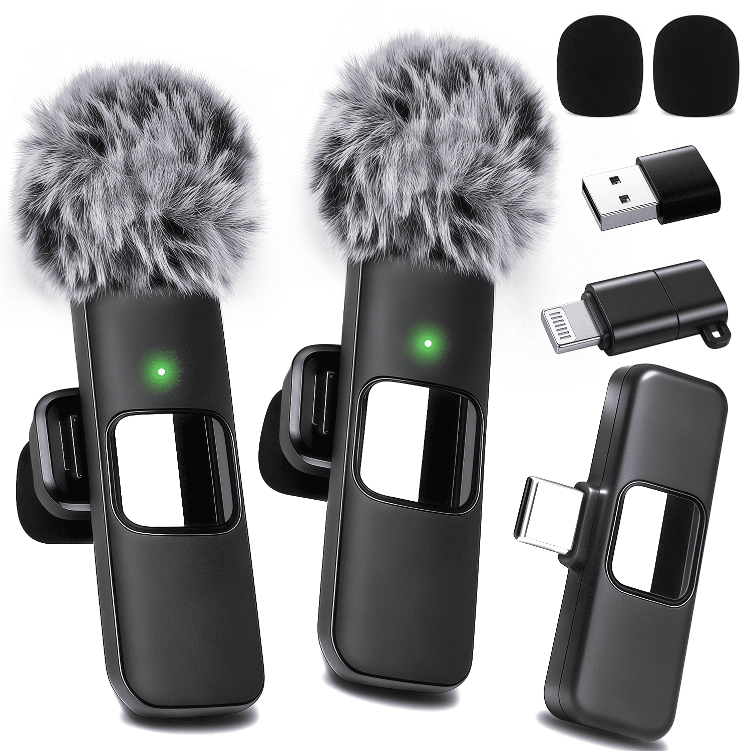 Wireless Lavalier Microphone, Noise Reduction Clip-On Lapel Mic for iPhone iPad Android, Plug & Play Mini Mic for Video Recording Interview Podcast YouTube TikTok Vlog