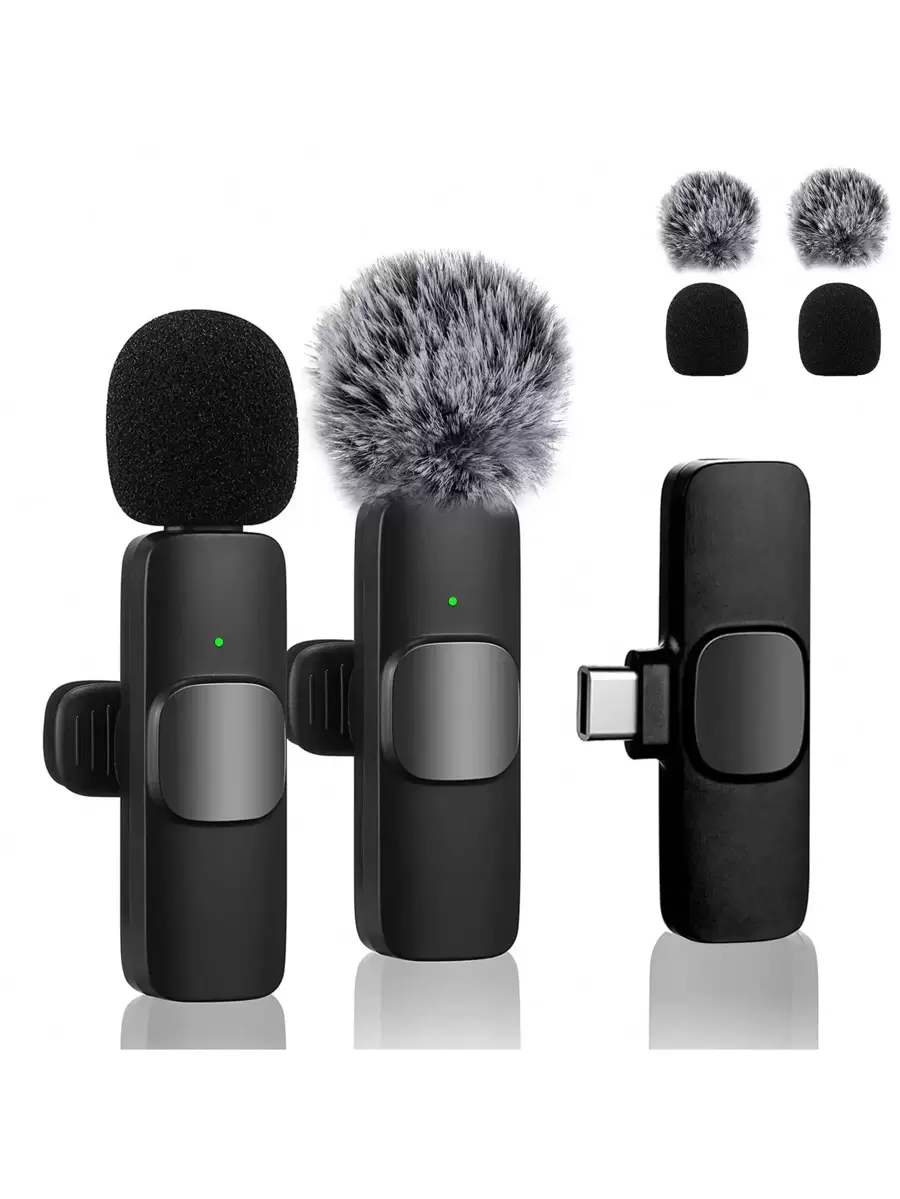 Wireless Lavalier Microphone For Phone IPad TypeC Lapel Mics Plug-Play 2.4G Ultra-Low Delay Built-In Noise Reduction Chip 8H Working Time For Video Recording Interview Podcast Vlog