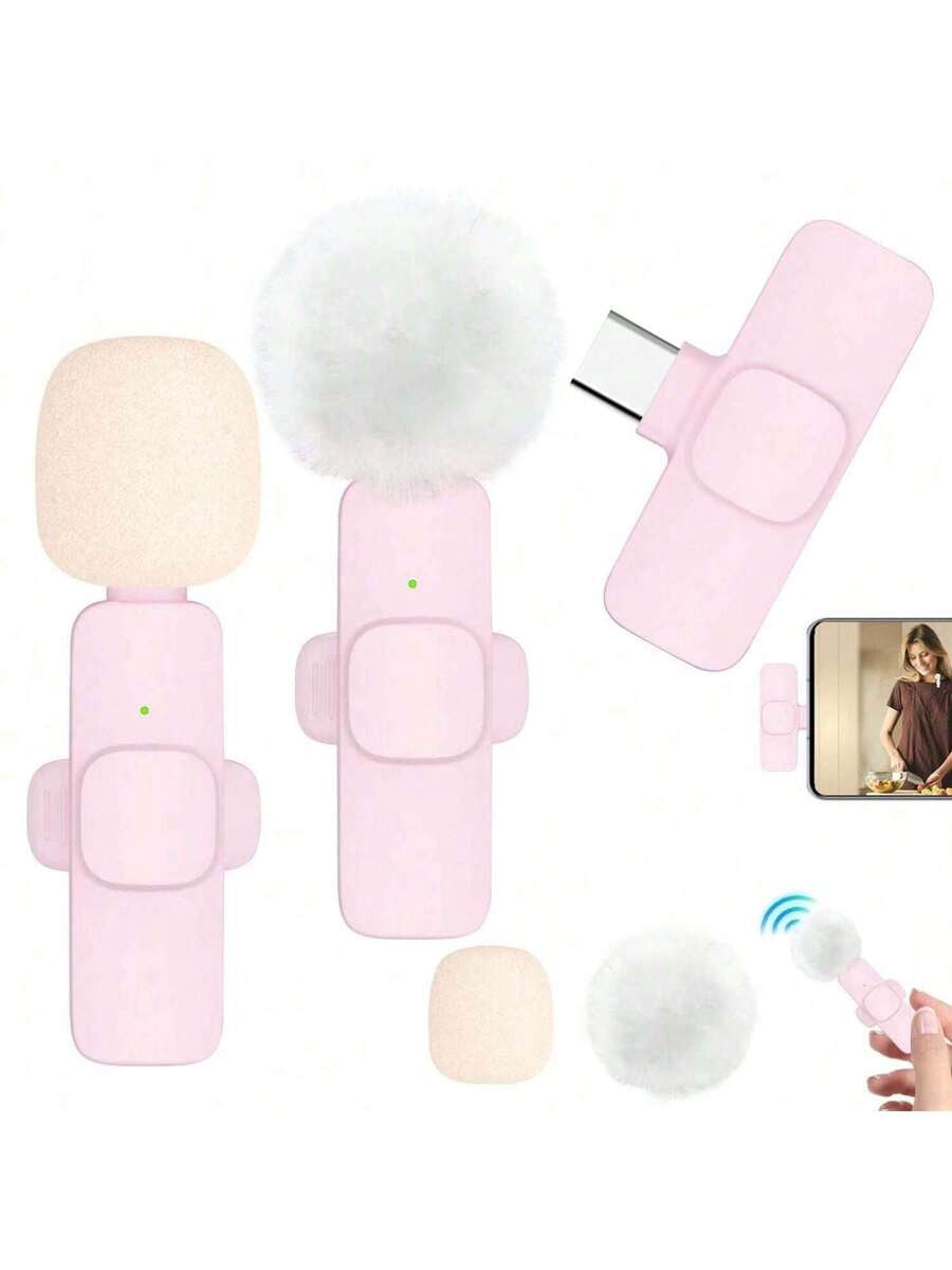 Wireless Lavalier Microphone For Phone IPad TypeC Lapel Mics Plug-Play 2.4G Ultra-Low Delay Built-In Noise Reduction Chip 8H Working Time For Video Recording Interview Podcast Vlog