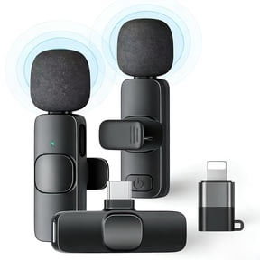Wireless Lavalier Microphone Set: 2 Mics & 1 Receiver with Adapter, Compatible with Type-C Phones, High-Fidelity for Recording, Teaching, Video